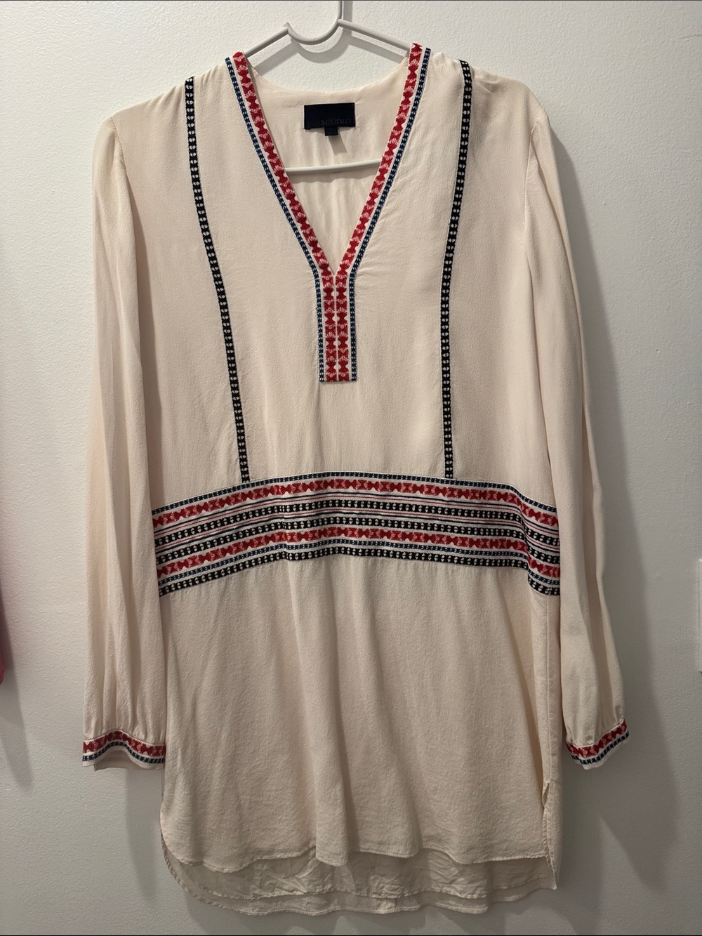 INTERMIX Soft Cream Satin Blouse with Black Label